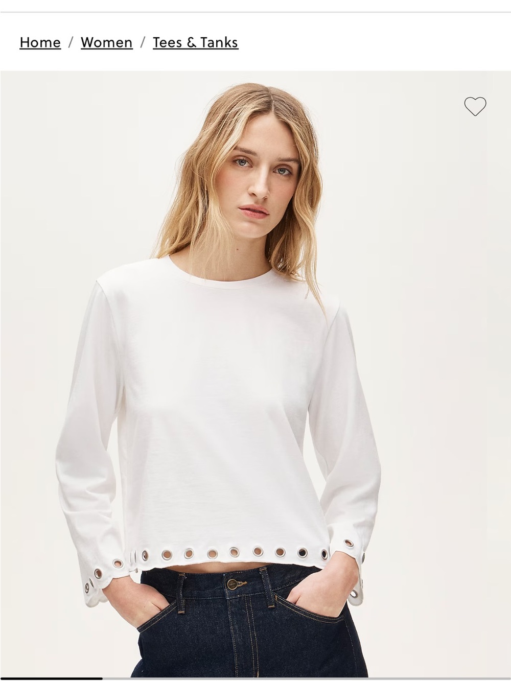 JCrew Boyfriend Jersey Relaxed Long-sleeve T-shirt with Grommets NWT SZ Small